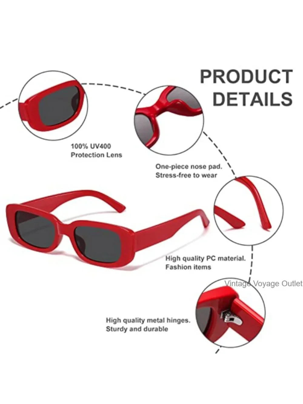 Y2K Rectangle Sunglasses for Women Men UV Protection Chunky Frame Retro
